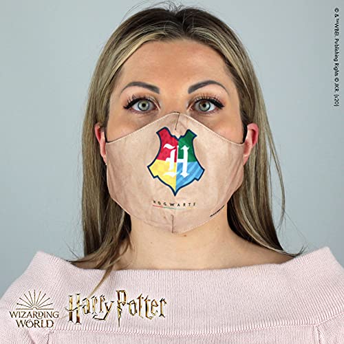 Warner Bros. Harry Potter Superheroes Mouthguard Masks Fabric Mask Adjustable Elastic Band Adult & Teen Comic Mask Nose Guard Mouth Noses (Hogwarts Shield House Pride)