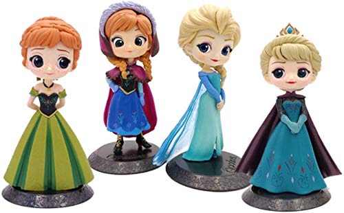 WAWRQZ 6 PCS Genuine Frozen Linda Reina Princesa Muñecas Elsa Anna Figura Modelo Decoración De Pastel Decoración De Juguetes De Plástico for Niñas Regalos De Cumpleaños