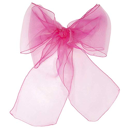 Wedding Decor Organza Cintos para Silla Fundas Fuller Lazo Listones en la Antigüedad Oro para Banquete, Cumpleaños,Anniverysary,Navidad Fiestas,Evento Decoración,17cm x 280cm - Fucsia, 100