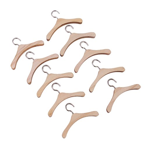 WEI-LUONG Ganchos de 12 Pulgadas BJD Muñecas de Madera Metal Hook Ropa Colgador de Ropa Ropa de Madera Perchas para muñecas Blythe Muñecas Trajes Accesorio Personalizado 20 Piezas