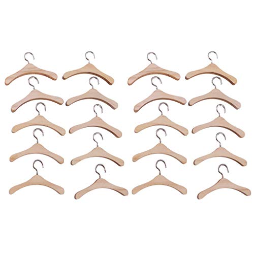 WEI-LUONG Ganchos de 12 Pulgadas BJD Muñecas de Madera Metal Hook Ropa Colgador de Ropa Ropa de Madera Perchas para muñecas Blythe Muñecas Trajes Accesorio Personalizado 20 Piezas