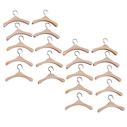 WEI-LUONG Ganchos de 12 Pulgadas BJD Muñecas de Madera Metal Hook Ropa Colgador de Ropa Ropa de Madera Perchas para muñecas Blythe Muñecas Trajes Accesorio Personalizado 20 Piezas