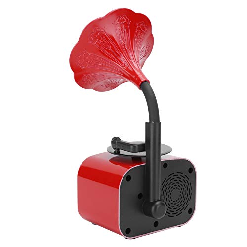 Weikeya Altavoz Portátil, Altavoz Vintage Caja de Altavoz Fonógrafo Portátil de Respuesta Rápida para Exteriores para Teléfono Móvil para Equipos de Digital(Rojo)