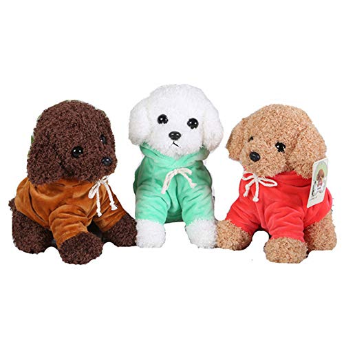 WFZ17 Simulación pelo caniche perro patrón peluche muñeca juguete sofá cojín decoración hogar beige 25cm