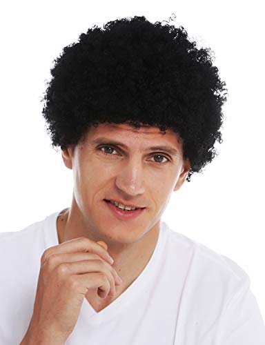 WIG ME UP- MMAS-9M-K01 Peluca para Mujeres Hombres Carnaval Afro rizos Cortos densos Cabello Crespo Negro