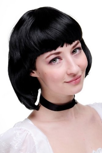 WIG ME UP Peluca Negra de Mujer Estilo Bob, Carnaval PW0114-P103