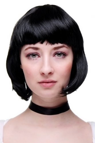 WIG ME UP Peluca Negra de Mujer Estilo Bob, Carnaval PW0114-P103