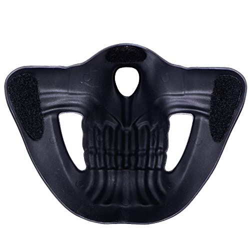 WISEONUS Máscara Táctica Airsoft Paintball Máscara de Media Cara Protectora Skull Mask para BB Gun Shooting CS Juego Halloween Cosplay (Negro)