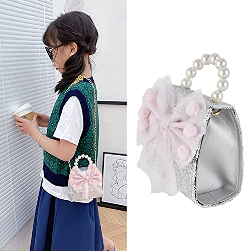 WNSC Bolso de Hombro, Bolso Bandolera Princesa para Compras para niñas para niños para Regalo de cumpleaños(Silver)