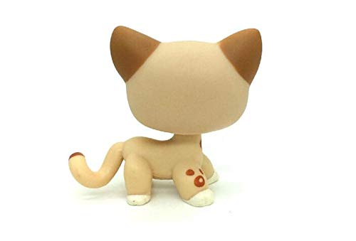 WooMax Tienda de Mascotas Littlest LPSs Toy Cat Leopard Cheetah Tan con Manchas Naranjas Ojos Verdes con 4 Piezas de Repuesto Cumplea