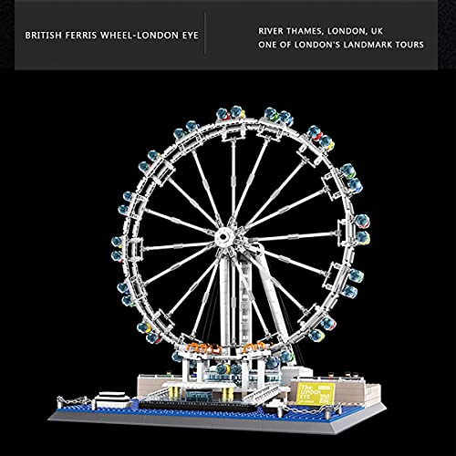 World Famous Landmark London Eye - Kits de Micro Mini Nano Bloques de Noria, Juego de construcción Creativo para Cualquier Aficionado, para Regalo de Adultos (1534 Piezas)