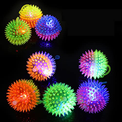 Wpond 1 bola saltadora LED parpadeante para niños, bola de masaje sensorial con cuerda de 2,95 pulgadas, color aleatorio