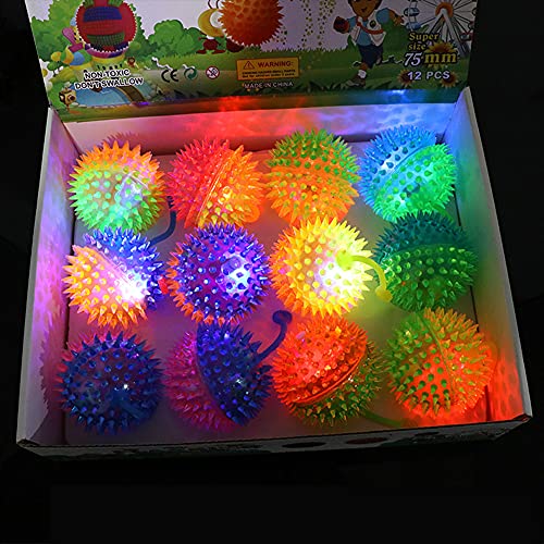 Wpond 1 bola saltadora LED parpadeante para niños, bola de masaje sensorial con cuerda de 2,95 pulgadas, color aleatorio