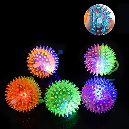 Wpond 1 bola saltadora LED parpadeante para niños, bola de masaje sensorial con cuerda de 2,95 pulgadas, color aleatorio