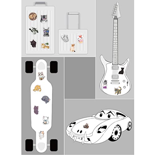 Wusuowei 50 Kit de Pegatinas Personalizadas con Animales y Gatos Impermeables para álbum de Recortes Diario Piano Parachoques Bicicleta Grafiti Pegatinas Divertidas de Gatitos para portátiles