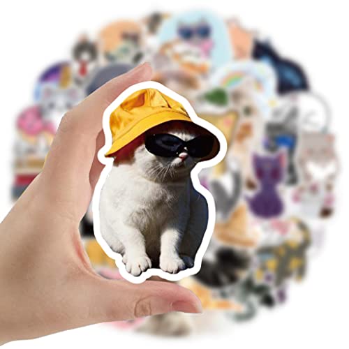 Wusuowei 50 Kit de Pegatinas Personalizadas con Animales y Gatos Impermeables para álbum de Recortes Diario Piano Parachoques Bicicleta Grafiti Pegatinas Divertidas de Gatitos para portátiles