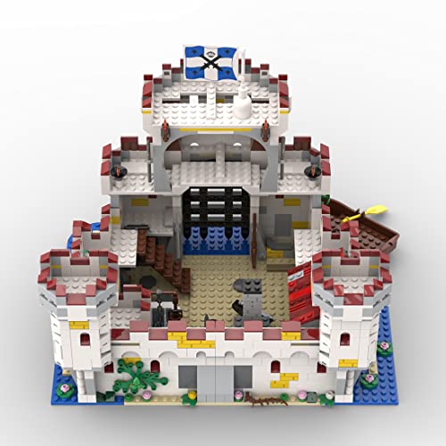 WWEI Castillo pirata medieval con bloques de construcción, castillo pirata, castillo modular de casa, bloques de construcción, 1498 piezas, bloques de construcción compatibles con Lego