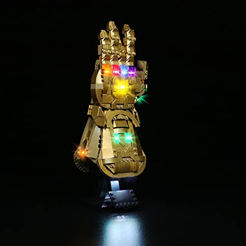 WWEI Juego de iluminación LED para guantes Marvel Super Heroes Infinity 76191 con caja de pilas, óptica, mando a distancia, compatible con LEGO 76191, sin set Lego