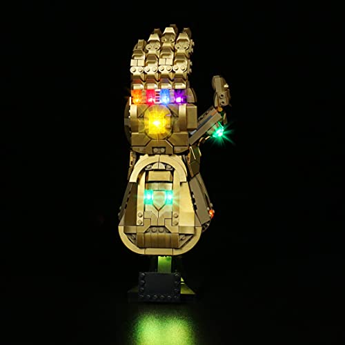 WWEI Juego de iluminación LED para guantes Marvel Super Heroes Infinity 76191 con caja de pilas, óptica, mando a distancia, compatible con LEGO 76191, sin set Lego