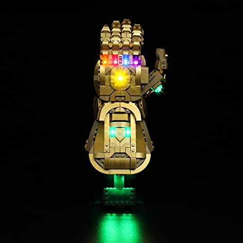 WWEI Juego de iluminación LED para guantes Marvel Super Heroes Infinity 76191 con caja de pilas, óptica, mando a distancia, compatible con LEGO 76191, sin set Lego