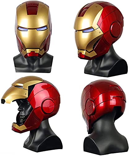 WXHJM Marvel Avengers Iron Man Electrónico Casco Máscara para Niños,Cosplay Película Deluxe Edition Navidad Regalos Cumpleaños,Superhéroe ABS Máscaras Luminosos Cascos de Halloween