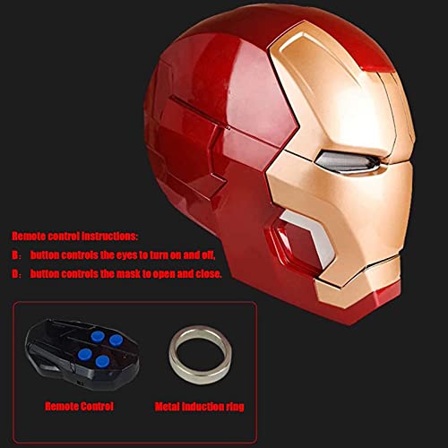 WXHJM Marvel Avengers Iron Man Electrónico Casco Máscara para Niños,Cosplay Película Deluxe Edition Navidad Regalos Cumpleaños,Superhéroe ABS Máscaras Luminosos Cascos de Halloween