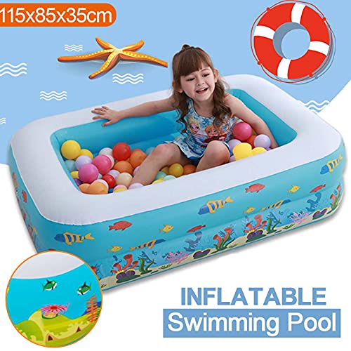 XIAOFEI Piscinas para Niños, Hinchable Rectangular Piscina with Air Pump, Piscina Inflable para Niños Pequeños, Adecuada para Niños para Interior, Exterior, Playa