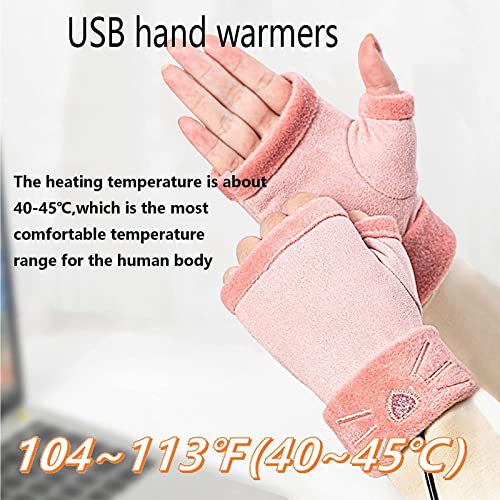 XUANX Guantes Calefactores Eléctricos para Hombres Y Mujeres, Bonitos Guantes Calefactores Sin Dedos, Calentador De Manos, Guantes Calefactores Tejidos De Dibujos Animados Cálidos De,B