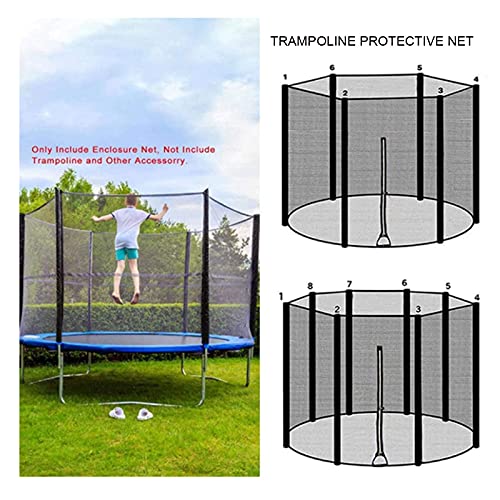 XXHL Red de Seguridad de Trampolín para Trampolín Redondo, Red Protección Redonda para Cama Elástica Jardín 6/8/12 Barras Red de Protección Duradera de Nailon,Negro,183cm 6 Rods 6ft