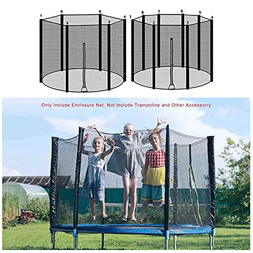 XXHL Red de Seguridad de Trampolín para Trampolín Redondo, Red Protectora de Reemplazo para Trampolín Ø 120/140/150/183/244/306/366/396/427/488Cm(Solo Red),Negro,183cm 6 Rods 6ft