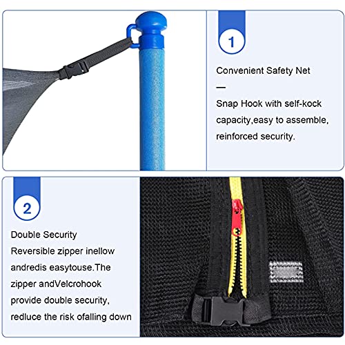 XXHL Red de Seguridad para Cama Elástica, Red de Seguridad de Trampolín para Trampolín Redondo, para Trampolines de Marco Redondo de 6/8/12 Postes,Negro,6ft 6 Rods 183cm