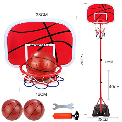 Yajun Canasta Aro De Baloncesto Ajustable con Soporte Mini Juego De Tiro Interior Portátil con Inflador para Niños De 3-6-8 Años,1.7m