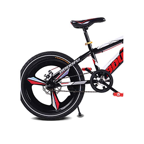 YAOXI Bicicleta De Montaña Bicicleta con Suspensión De Horquilla, Marco Hecho De Acero Al Carbono Individual Velocidad Bicicleta para Niños Mango Antideslizante MTB Bicicleta,Black/Red,20Inch