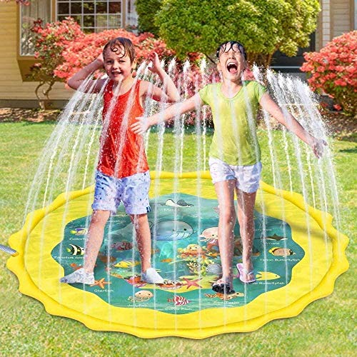 YAYY 170cm Niños Jugar Juegos de Alfombrillas de Playa Almohadilla de Playa Niños Spray de Agua al Aire Libre Alfombrilla de Playa Césped Aspersor Inflable Cojín de Juguetes Cojín(Upgrade)