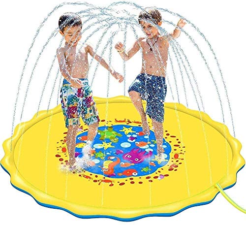 YAYY 170cm Niños Jugar Juegos de Alfombrillas de Playa Almohadilla de Playa Niños Spray de Agua al Aire Libre Alfombrilla de Playa Césped Aspersor Inflable Cojín de Juguetes Cojín(Upgrade)