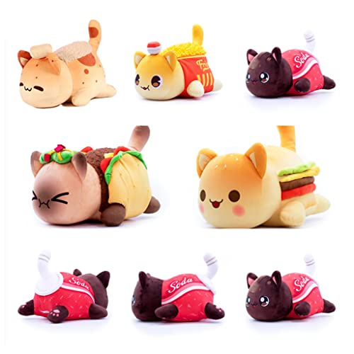 YCSD Cat Plush,Food Cat Plushies,9.8" Food Plushies, Burger/Donut/Sandwich/Fries/Cola Plushies, Cute Food Cat Plush Throw Pillows Gift for Boys and Girls Cat Fans (Toast)