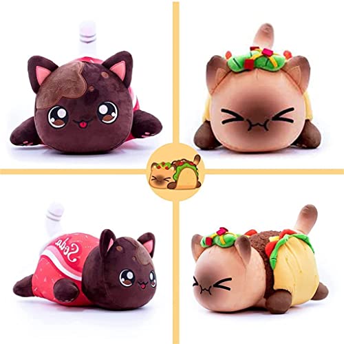 YCSD Cat Plush,Food Cat Plushies,9.8" Food Plushies, Burger/Donut/Sandwich/Fries/Cola Plushies, Cute Food Cat Plush Throw Pillows Gift for Boys and Girls Cat Fans (Toast)