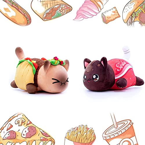 YCSD Cat Plush,Food Cat Plushies,9.8" Food Plushies, Burger/Donut/Sandwich/Fries/Cola Plushies, Cute Food Cat Plush Throw Pillows Gift for Boys and Girls Cat Fans (Toast)