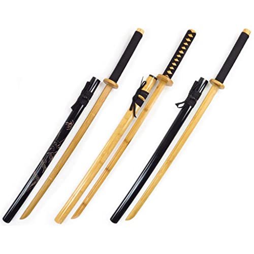 Ycy Madera Anime Samurai Sword Cosplay, Slayer Cosplay Katanas Blade Sword Weapon Prop Anime Ninja Sword Juguetes con Vaina Espada de Madera Bamboo Sword-102CM