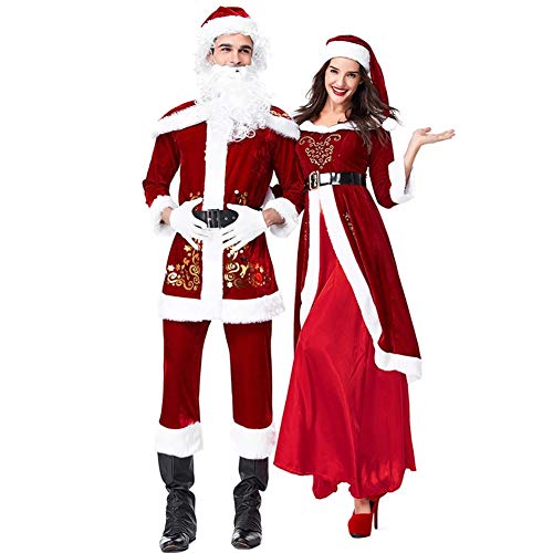 YGCLOTHES 2020 nuevo disfraz de Navidad para parejas, traje de fiesta de carnaval adulto Papá Noel juego de rol de Papá Noel, rojo, XXXL