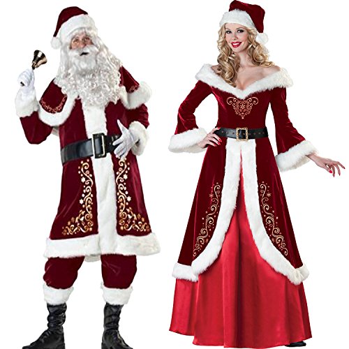 YGCLOTHES 2020 nuevo disfraz de Navidad para parejas, traje de fiesta de carnaval adulto Papá Noel juego de rol de Papá Noel, rojo, XXXL