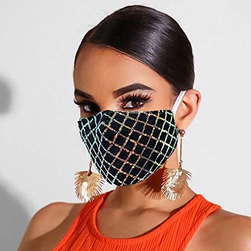 Yienate Máscara de mascarada de lentejuelas con rombo brillante, máscara de Halloween, fiesta, discoteca, paillette, máscara de moda, decoración BlingBling para mujeres y niñas (naranja)