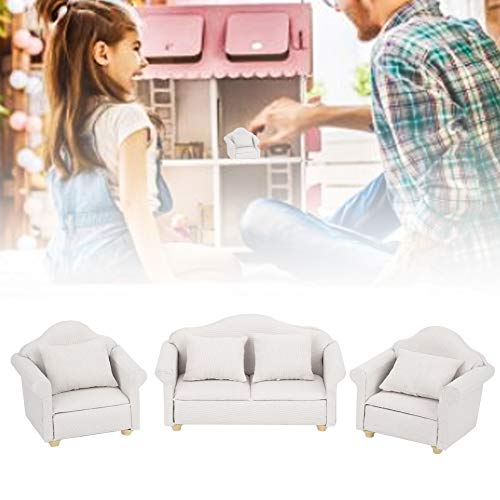 Yinuoday Accesorios Y Juegos de Muebles para Casas de Muñecas 1:12 Escala Miniatura de Madera Kit de Sofá de Casa de Muñecas con Almohada Mini Juguete Sillas de Barbie para Sala de Estar