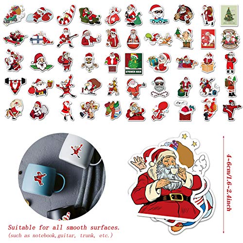 Yisscen Paquete Pegatinas, 50 Piezas Vinilos Graffitti de Navidad, Usado para Decoración de Fiesta de Navidad, Graffiti de Coche, Botella de Agua, Motocicleta Stickers