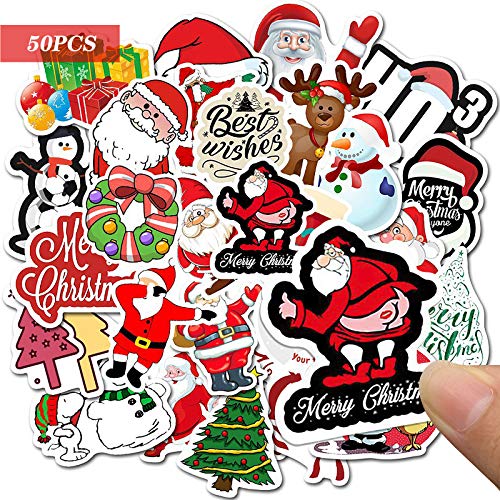 Yisscen Paquete Pegatinas, 50 Piezas Vinilos Graffitti de Navidad, Usado para Decoración de Fiesta de Navidad, Graffiti de Coche, Botella de Agua, Motocicleta Stickers