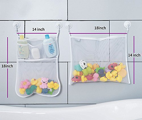 Yizish 3 x jouet de bain Organiseur, bébé Jouets de bain Sac de rangement d'angle Net avec 6 Heavy Duty Serrure ventouses pour enfants, Bébés