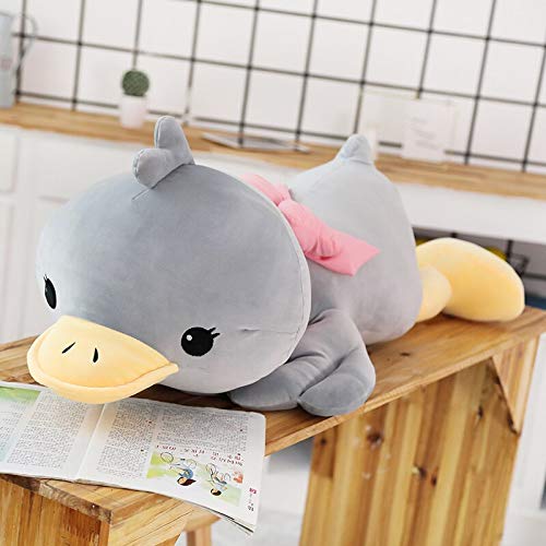 YMQKX 75-95cm Gigante súper mentiroso Pato Almohada Relleno Pato Amarillo muñeca Juguetes para niños Pajarita Pato Juguetes Abrazo Juguete para bebé niña cumpleaños 70-75cm Gris