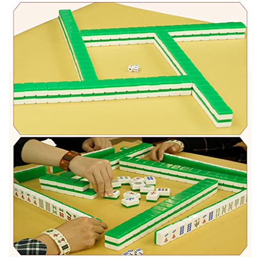 YNSHOP Inicio Mahjong Verde Traje De Mahjong Juego De Mesa Mahjong para Frotar Las Manos 144 Fichas De Mahjong Juegos Casuales Caja De Madera (Color : Green, Size : 39#)