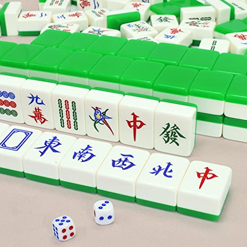 YNSHOP Inicio Mahjong Verde Traje De Mahjong Juego De Mesa Mahjong para Frotar Las Manos 144 Fichas De Mahjong Juegos Casuales Caja De Madera (Color : Green, Size : 39#)