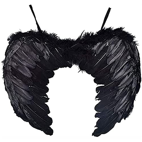 Yokbeer Niños Niñas Bruja Diablo Malificent Disfraz de Halloween Disfraz de Tutú Elegante para Cosplay Fiesta Carnaval Vestidos con Alas de Aro para El Cabello 3PCS Outfit 2-12Y